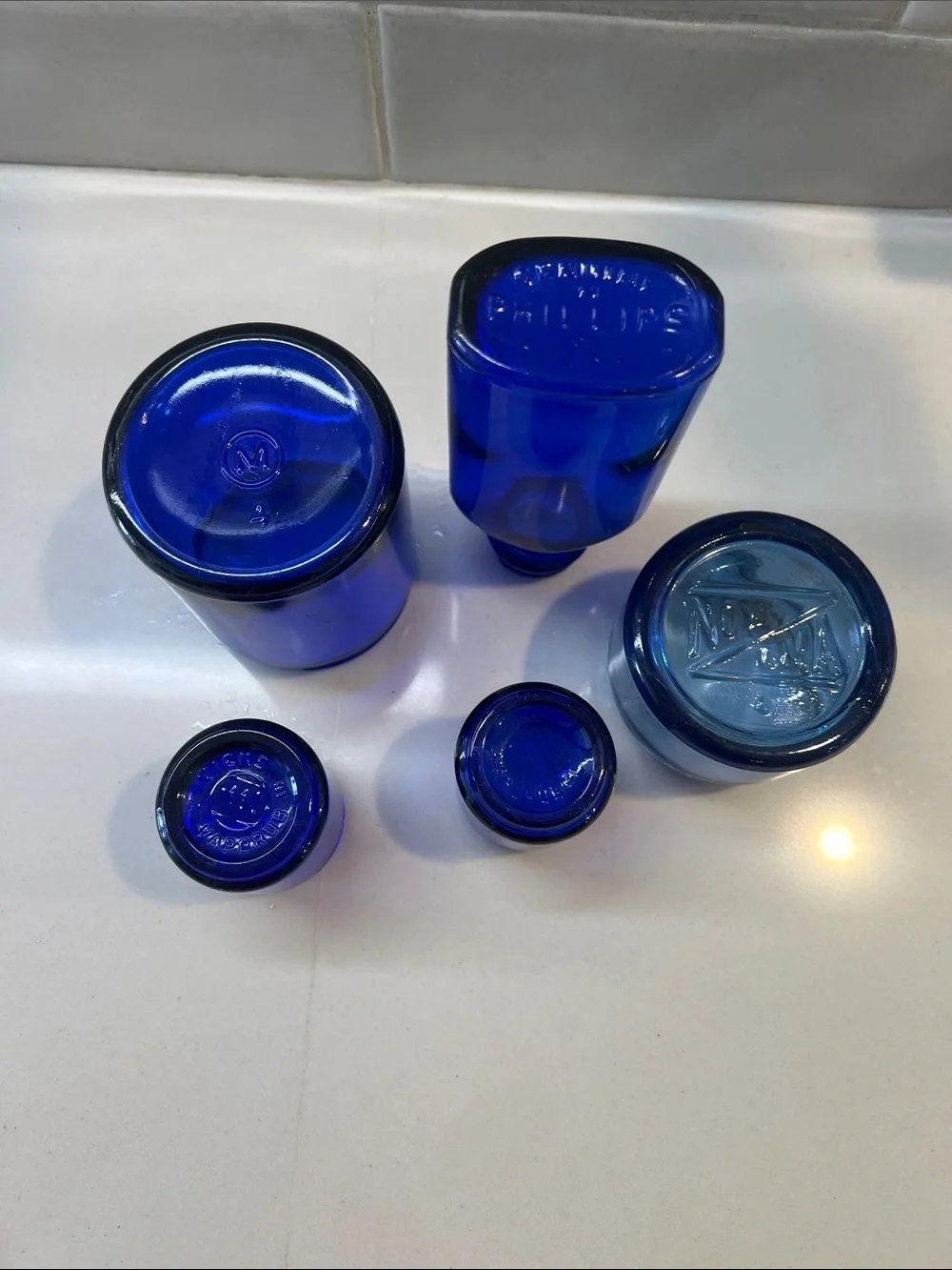 Cobalt Vintage Blue Glass Jar Bottle Set - Versatile Home Dining Storage - Picture 2 of 6